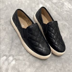 Quilted faux leather slip on sneakers